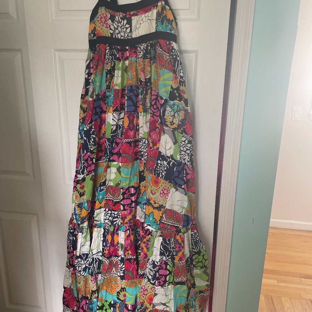 J Crew Talitha multicolor patchwork Maxi Dress vintage 2007 size 8